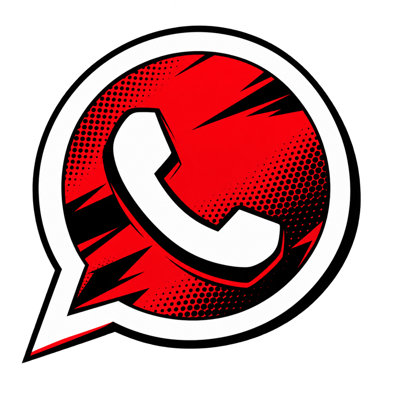Icono rojo, blanco y negro de WhatsApp Persona 5